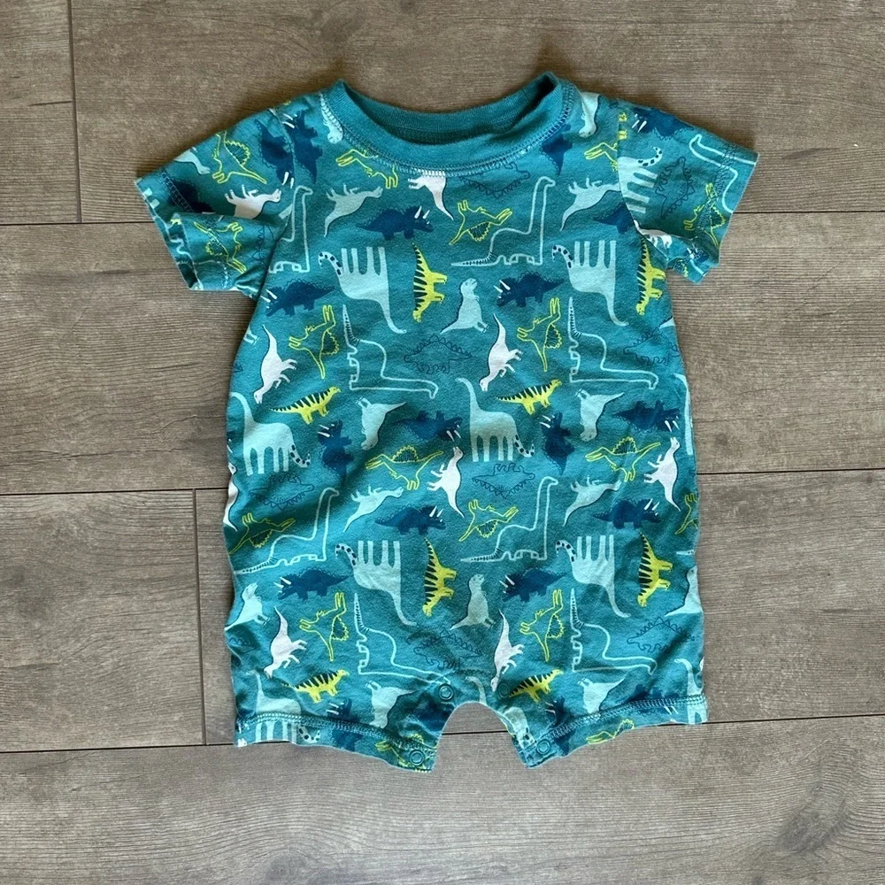 Carter’s Retro Vibrant Dinosaur Baby Boy Romper Size 12 Months EUC
